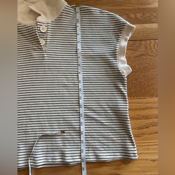 Atelier by Kirious Two Button Collared Cream and Black Striped Shirt Size M - Picture 5 of 6